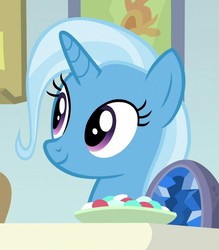 Size: 813x927 | Tagged: safe, screencap, trixie, pony, unicorn, a horse shoe-in, g4, cropped, cute, diatrixes, female, mare, smiling, solo