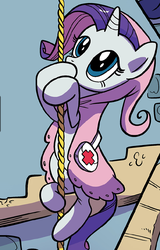 Size: 634x992 | Tagged: safe, artist:kate sherron, idw, official comic, rarity, pony, unicorn, g4, spoiler:comic80, cleric, climbing, cloak, clothes, cute, female, mare, raribetes, rope, solo