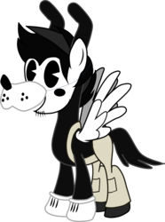 Size: 1882x2526 | Tagged: safe, artist:shadymeadow, oc, oc:vintage toon, pegasus, pony, bendy and the ink machine, boris the wolf, clothes, cosplay, costume, crossover, nightmare night costume