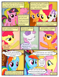 Size: 612x792 | Tagged: safe, artist:newbiespud, edit, edited screencap, screencap, apple bloom, cloud kicker, derpy hooves, fluttershy, rainbow dash, scootaloo, sweetie belle, twilight sparkle, pony, unicorn, comic:friendship is dragons, g4, ..., background pony, bow, comic, cutie mark crusaders, dialogue, eyes closed, female, filly, filly twilight sparkle, frown, grin, hair bow, looking up, mare, raised hoof, screencap comic, smiling, unicorn twilight, younger