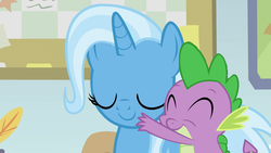 Size: 1280x720 | Tagged: safe, edit, editor:undeadponysoldier, spike, trixie, a horse shoe-in, g4, female, male, momma trixie, shipping, spixie, straight