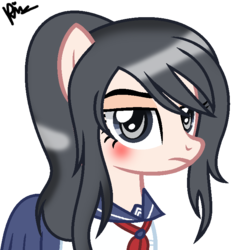 Size: 684x712 | Tagged: safe, artist:ratthee-bases, artist:xxkawailloverchanxx, earth pony, pony, ayano aishi, base used, clothes, crossover, ponified, sailor uniform, school uniform, simple background, transparent background, uniform, yandere simulator