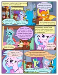 Size: 612x792 | Tagged: safe, artist:newbiespud, edit, edited screencap, screencap, gallus, ocellus, sandbar, silverstream, smolder, yona, changedling, changeling, classical hippogriff, dragon, earth pony, griffon, hippogriff, pony, yak, comic:friendship is dragons, g4, angry, bed, bored, climbing, comic, crowbar, dialogue, dragoness, female, frown, looking down, looking up, lying, male, raised hoof, screencap comic, sitting, student six, worried