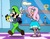 Size: 1540x1206 | Tagged: safe, artist:cailauniverse, angel bunny, fluttershy, human, rabbit, equestria girls, equestria girls series, g4, animal, backpack, book, cap, clothes, crossover, geode of fauna, gloves, hat, humanized, luigi, luigi's hat, luigishy, magical geodes, male, nintendo, shoes, super mario bros., waving