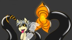 Size: 1280x722 | Tagged: safe, artist:askhypnoswirl, oc, oc only, oc:mercury shine, pony, unicorn, female, fetish, hypnosis, imminent death, mare, mercury shine having another bad time, solo, soul vore, tongue out, vore