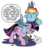 Size: 504x568 | Tagged: safe, artist:andy price, idw, official comic, rainbow dash, twilight sparkle, pegasus, pony, unicorn, g4, spoiler:comic, spoiler:comic04, duo, eyes closed, female, mare, noogie, simple background, speech bubble, unicorn twilight, white background