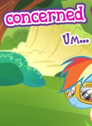 Size: 325x443 | Tagged: safe, gameloft, rainbow dash, pegasus, pony, g4, concerned, female, meme, solo, um, wow! glimmer