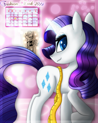 Size: 800x1000 | Tagged: safe, artist:harmonicdazzle, rarity, pony, unicorn, g4, calendar, cute, female, glowing horn, horn, mare, measuring tape, raribetes, solo