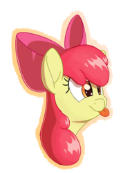 Size: 2250x3000 | Tagged: safe, artist:litrojia, apple bloom, earth pony, pony, g4, bust, female, filly, high res, portrait, simple background, smiling, solo, tongue out, white background