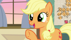 Size: 1920x1080 | Tagged: safe, screencap, applejack, earth pony, pony, g4, going to seed, cute, female, freckles, jackabetes, map, mare, raised hoof, solo