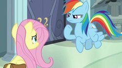 Size: 1920x1080 | Tagged: safe, screencap, fluttershy, rainbow dash, pony, daring doubt, g4, rainbow dash's house