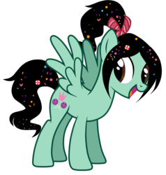Size: 1728x1813 | Tagged: safe, artist:theodoresfan, pegasus, pony, crossover, ponified, simple background, solo, transparent background, vanellope von schweetz, wreck-it ralph