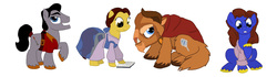 Size: 3685x1032 | Tagged: safe, artist:qemma, pony, beauty and the beast, belle, crossover, gaston legume, ponified, prince adam, the beast
