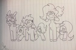 Size: 1280x841 | Tagged: safe, artist:ghoul--doodle, fluttershy, rainbow dash, twilight sparkle, alicorn, pegasus, pony, g4, floppy ears, lined paper, traditional art, twilight sparkle (alicorn)
