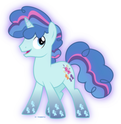 Size: 1024x1048 | Tagged: safe, artist:tigerbeetle, party favor, pony, unicorn, g4, colored hooves, glowing mane, glowing tail, happy, joyful, lightly watermarked, male, rainbow power, rainbow power-ified, simple background, solo, stallion, transparent background, vector, watermark