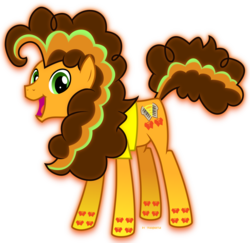 Size: 1600x1554 | Tagged: safe, artist:tigerbeetle, cheese sandwich, earth pony, pony, g4, colored hooves, glowing mane, glowing tail, happy, joyful, lightly watermarked, male, rainbow power, rainbow power-ified, simple background, solo, stallion, transparent background, vector, watermark