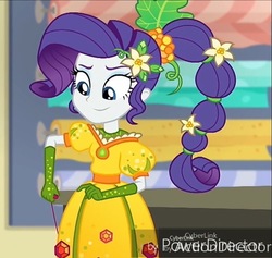 Size: 750x710 | Tagged: safe, screencap, rarity, equestria girls, equestria girls specials, g4, my little pony equestria girls: better together, my little pony equestria girls: holidays unwrapped, o come all ye squashful, clothes, cornucopia costumes, costume, cropped, dress, female, inflatable dress, puffy sleeves, solo