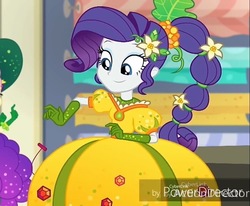 Size: 750x619 | Tagged: safe, screencap, rarity, equestria girls, equestria girls specials, g4, my little pony equestria girls: better together, my little pony equestria girls: holidays unwrapped, o come all ye squashful, clothes, cornucopia costumes, costume, cropped, dress, female, inflatable dress, puffy sleeves, solo