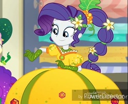 Size: 750x613 | Tagged: safe, screencap, rarity, equestria girls, equestria girls specials, g4, my little pony equestria girls: better together, my little pony equestria girls: holidays unwrapped, o come all ye squashful, clothes, cornucopia costumes, costume, cropped, dress, female, inflatable dress, puffy sleeves, solo