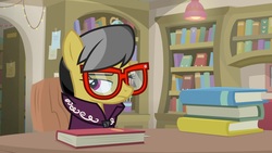 Size: 1920x1080 | Tagged: safe, screencap, a.k. yearling, pony, daring doubt, g4, book, female, glasses, solo