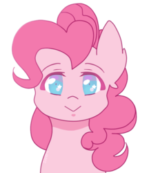 Size: 471x545 | Tagged: safe, artist:silvah-chan, pinkie pie, earth pony, pony, g4, :>, bust, cute, diapinkes, ear fluff, female, looking at you, mare, portrait, simple background, solo, starry eyes, transparent background, wingding eyes