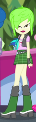 Size: 233x781 | Tagged: safe, screencap, cherry crash, dj pon-3, fluttershy, laurel jade, vinyl scratch, equestria girls, equestria girls specials, g4, my little pony equestria girls: better together, my little pony equestria girls: sunset's backstage pass, boots, clothes, cropped, female, fingerless gloves, gloves, legs, lipstick, looking at you, miniskirt, offscreen character, plaid skirt, shoes, skirt, solo focus, thighs