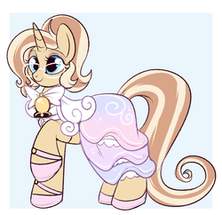 Size: 824x798 | Tagged: safe, artist:lulubell, oc, oc only, oc:lulubell, pony, unicorn, bell, clothes, dress, female, gala dress, solo
