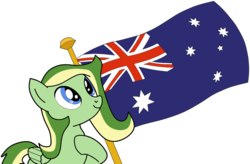 Size: 1103x725 | Tagged: safe, artist:didgereethebrony, oc, oc only, oc:boomerang beauty, pegasus, pony, australia, australian, australian flag, base used, flag, flag pole, hoof on chest, simple background, solo, trace, transparent background