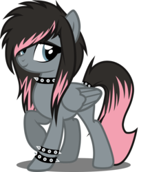 Size: 1652x1897 | Tagged: safe, artist:tsabak, oc, oc only, pegasus, pony, choker, female, mare, simple background, solo, spiked choker, spiked wristband, transparent background, vector, wristband