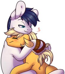 Size: 840x951 | Tagged: safe, artist:ak4neh, applejack, oc, oc:constance everheart, earth pony, pony, g4, canon x oc, couple, everjack, female, male, mare, shipping, simple background, stallion, straight, transparent background