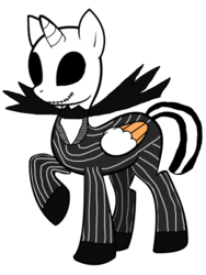 Size: 550x730 | Tagged: safe, artist:strawberrysoulreaper, artist:z3p0chicken, alicorn, pony, base used, crossover, eye sockets, jack skellington, ponified, simple background, the nightmare before christmas, transparent background