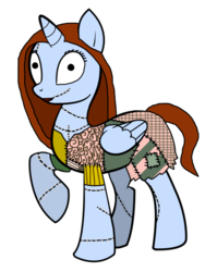 Size: 550x730 | Tagged: safe, artist:strawberrysoulreaper, artist:z3p0chicken, alicorn, pony, base used, crossover, female, ponified, sally skellington, simple background, solo, the nightmare before christmas, transparent background