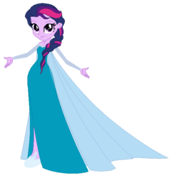 Size: 543x565 | Tagged: safe, artist:selenaede, artist:wynterstar93, twilight sparkle, alicorn, equestria girls, g4, alternate hairstyle, base used, blue dress, clothes, cosplay, costume, crossover, dress, elsa, female, frozen (movie), snow queen, solo
