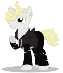 Size: 5005x5784 | Tagged: safe, artist:dragonchaser123, pony, unicorn, clothes, crossover, ear piercing, earring, gladion, hair over one eye, jewelry, male, piercing, pokémon, pokémon sun and moon, ponified, ponymon, simple background, solo, stallion, transparent background