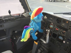 Size: 3264x2448 | Tagged: safe, rainbow dash, pony, g4, /mlp/, airplane dash, cockpit, high res, irl, photo, pilot dash, plane, plushie, solo