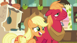 Size: 1920x1080 | Tagged: safe, screencap, applejack, big macintosh, earth pony, pony, g4, going to seed, faic