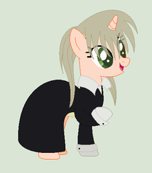 Size: 393x447 | Tagged: safe, artist:selenaede, artist:skittz-chan, pony, base used, crossover, maka albarn, ponified, simple background, solo, soul eater