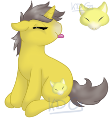 Size: 617x684 | Tagged: safe, artist:mondlichtkatze, abra, pony, crossover, pokémon, ponified, simple background, solo, tongue out, transparent background