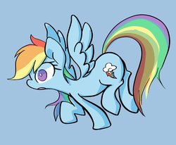 Size: 1955x1613 | Tagged: safe, artist:noupu, rainbow dash, pegasus, pony, g4, blue background, female, side view, simple background