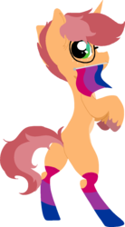 Size: 812x1471 | Tagged: safe, artist:nootaz, oc, oc:game guard, pony, bisexual, bisexual pride flag, clothes, pride, socks