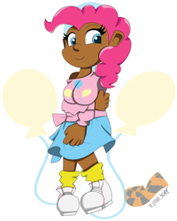 Size: 1200x1500 | Tagged: safe, artist:theoctoberscarf, pinkie pie, human, g4, clothes, cute, dark skin, female, humanized, shoes, skirt, socks, solo