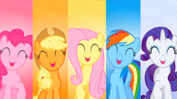 Size: 1920x1080 | Tagged: safe, screencap, applejack, fluttershy, pinkie pie, rainbow dash, rarity, pony, castle sweet castle, g4, eyes closed, make this castle a home, singing
