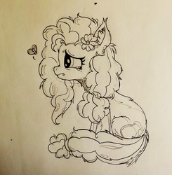 Size: 1790x1824 | Tagged: safe, artist:wooshy, pear butter, earth pony, pony, g4, the perfect pear, broken hearts, crying, cute, messy mane, monochrome, redraw, sad, traditional art, wip