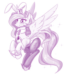 Size: 1113x1280 | Tagged: safe, artist:dstears, princess celestia, alicorn, pony, g4, adorasexy, bunny ears, bunny suit, bunnylestia, clothes, crown, cute, cutelestia, female, fishnet stockings, hoof shoes, jewelry, leggings, necktie, pantyhose, regalia, sexy, smiling, solo, spread wings, wings