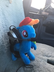 Size: 2448x3264 | Tagged: safe, rainbow dash, pony, g4, /mlp/, cute, headset, high res, irl, photo, pilot dash, plane, plushie, solo