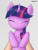 Size: 3769x5000 | Tagged: safe, artist:irisarco, twilight sparkle, human, pony, g4, :3, chest fluff, cute, eyes closed, female, holding a pony, mare, offscreen character, pet, pettwi, pov, simple background, solo, twiabetes