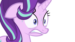 Size: 960x540 | Tagged: safe, artist:shelvacu, starlight glimmer, pony, g4, the crystalling, .svg available, female, grimace, show accurate, simple background, solo, svg, sweat, transparent background, vector