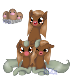 Size: 924x1020 | Tagged: safe, artist:mondlichtkatze, dugtrio, pony, pokémon, ponified, simple background, solo, transparent background