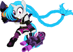 Size: 4828x3434 | Tagged: safe, artist:benybing, pony, crossover, jinx (league of legends), league of legends, ponified, simple background, solo, transparent background