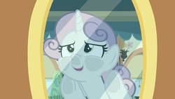 Size: 1456x824 | Tagged: safe, screencap, sweetie belle, pony, unicorn, g4, growing up is hard to do, female, older, older sweetie belle, solo, squished face, train, window